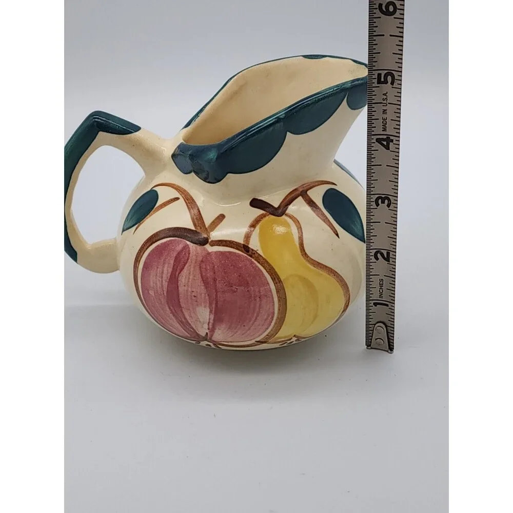 Puritan Slip Ware Pottery Apple & Pear Water Creamer Pitcher Vintage